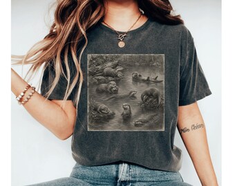 Otter Lover Shirt, River Otter Tee, Cute Otter Graphic Shirt, Nature T Shirt, Animal Lover Gift, Vintage Otter Tee