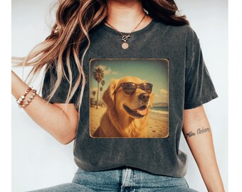 Golden Retriever Shirt, Beach Tee For Dog Lover, Summer Dog Shirt, Golden Retriever Gift, Dog Lover T Shirt, Funny Beach Shirt