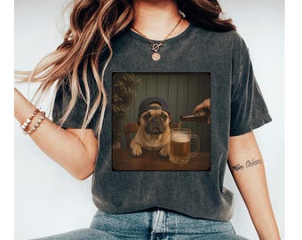 Funny Pug Beer Shirt, Drinking Dog Tee, Dog Lover Gift, Beer Lover Shirt, Pug Gift For Mom, Cute Dog Shirt, Funny Animal Tee, Pub Shirt Dad