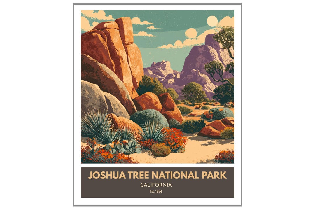 Joshua Tree National Park Poster Retro Outdoor Wall Art Vintage Travel ...