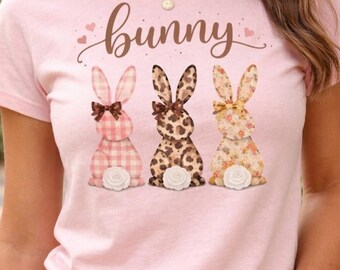 Cute Bunny Shirt for Women, Easter Bunny T-Shirt, Coquette Rabbit Tee, Spring Aesthetic Shirt, Mom Gift, Girly Graphic Tee, Easter Outfit