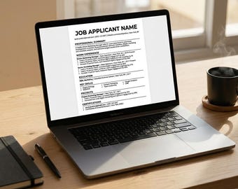 Modern Minimalist Resume Template, ATS Friendly CV (Instant Download)
