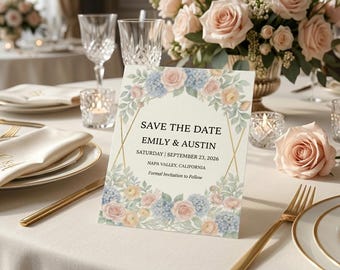 Save The Date Template Editable Canva Wedding Printable Instant Download