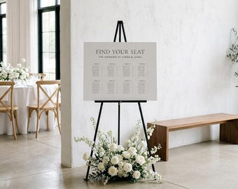Minimalist Wedding Seating Chart Template, Editable Reception Sign (Digital Download)
