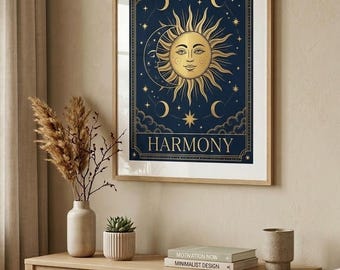 Abstract Circles Poster Set: Scandinavian Boho Celestial Sun Moon (Digital Download)