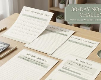 30-Day No-Spend Challenge – Money Saving Workbook & Spending Tracker