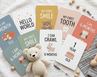 Baby Milestone Cards Template Editable Canva Printable Instant Download