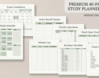 Exam Study Planner Bundle – Revision Tracker, Practice Questions & Exam Prep Organizer