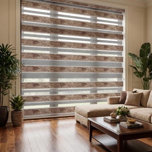 Zebra Roller Shades, Custom Window Blinds, Dual Layer Light Filtering Privacy Shades, Modern Roller Blinds for Bedroom Living Room