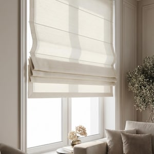 Custom Linen Blend Roman Shade, Textured Woven Blind, Made to Measure Window Shade