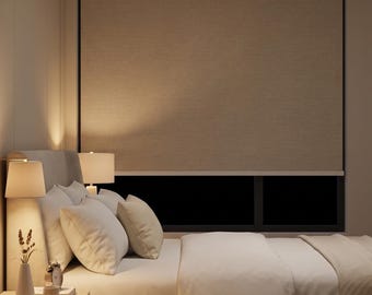 Estor enrollable opaco a medida, persiana que bloquea el 100% de la luz, estilo moderno.