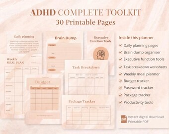 ADHS Digitaler Planer | Exekutivfunktion, Produktivität (druckbare PDF)