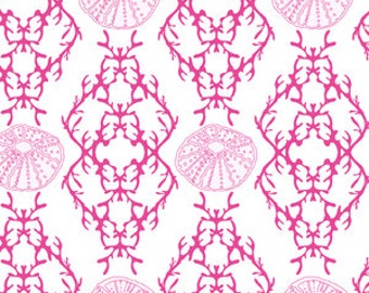Full Moon Lagoon - Sea Sketch in Pink - Mo Bedell for Andover Fabrics - 6002-EL - 1/2 yard