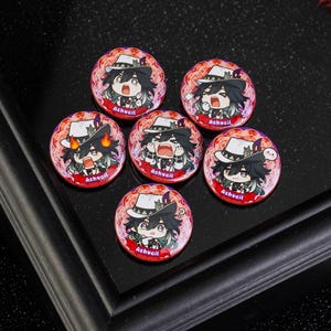 Honkai: Star Rail Ashveil Chibi Button Badge Set | 6Pcs Mini Bag Charms | Cute Fandom Pins for Backpacks