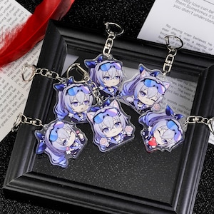 Honkai: Star Rail Silver Wolf LV.999, Chibi Acrylic Keychain Set | 6-Piece Cute Hacker Character Charms