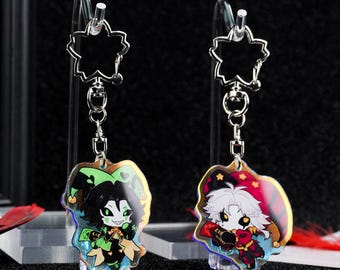 The Freak Circus Pierrot  Harlequin Acrylic Keychain Set  Iridescent Chibi Bag Charms for Fans  Gifts & Everyday Use