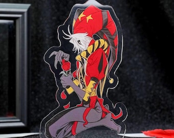 The Freak Circus Pierrot Acrylic Standee | 15cm Jester Rose Desk Decor | Collectible Fan Art