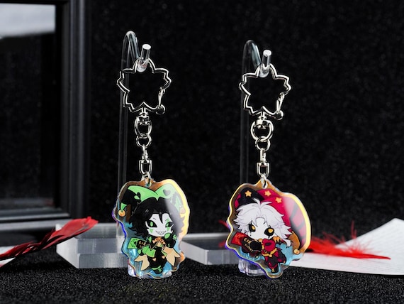 The Freak Circus Pierrot  Harlequin Acrylic Keychain Set  Iridescent Chibi Bag Charms for Fans  Gifts & Everyday Use