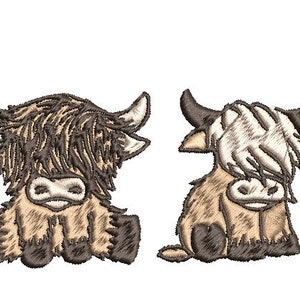 Farmhouse embroidery design, Highland cow set, Adorable animals, Instant download 4 sizes embroidery file, Scottland cow