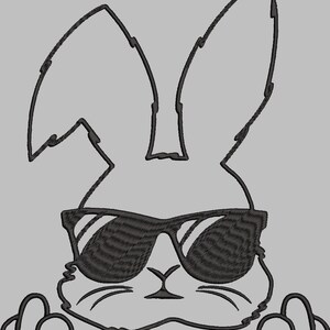 Embroidery file, download, Funny Easter Bunny middle fingers, 6 sizes, Flipping off rabbit, Easter embroidery file image 2