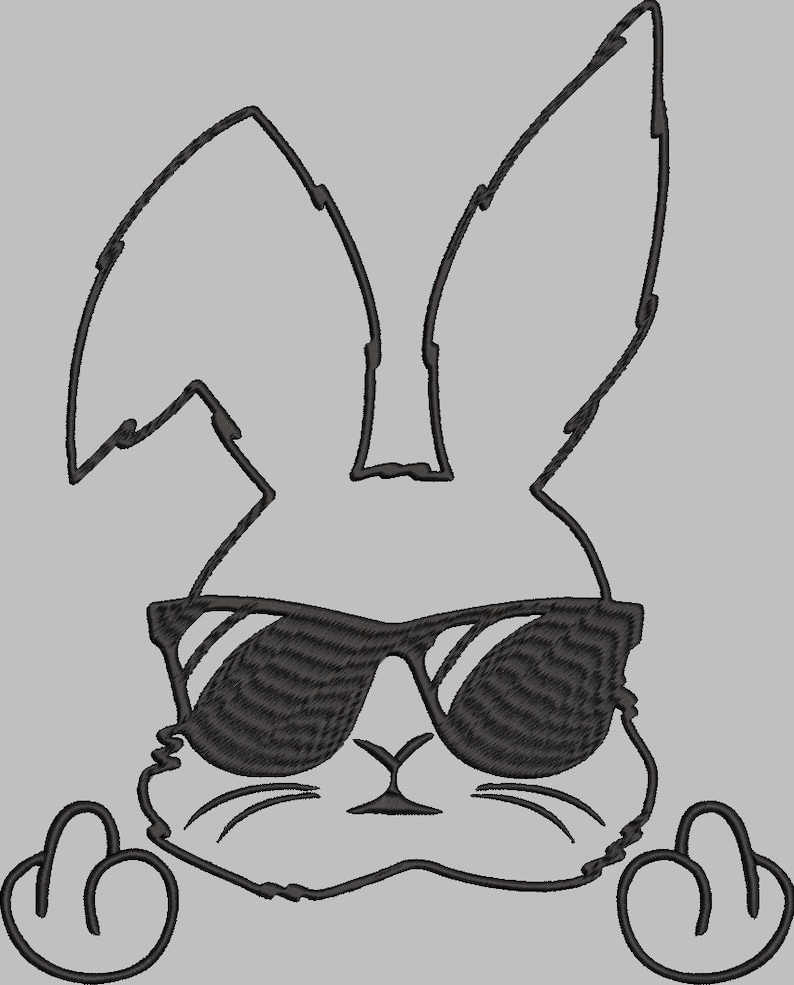 Embroidery file, download, Funny Easter Bunny middle fingers, 6 sizes, Flipping off rabbit, Easter embroidery file image 2