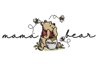 Mama Bear Embroidery design, Instant download, 4 sizes embroidery file