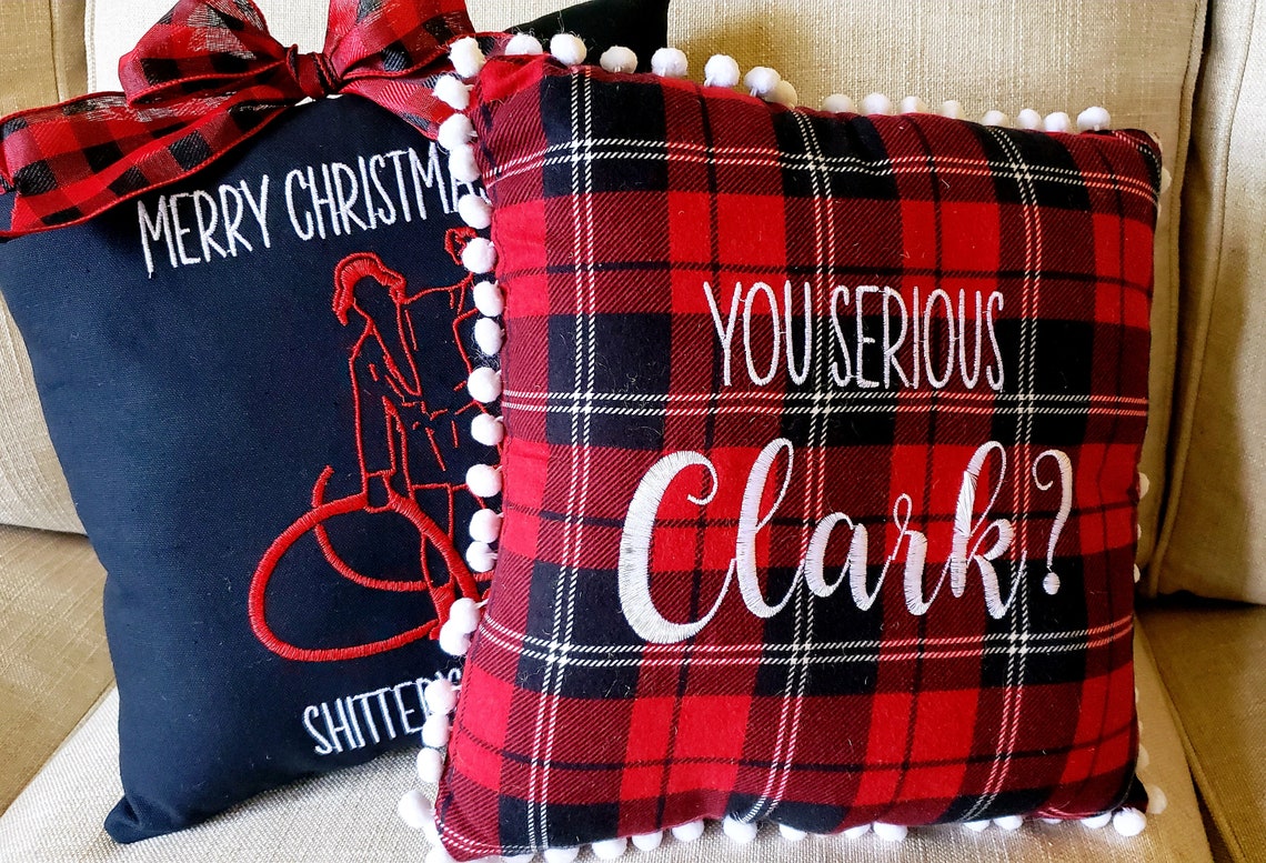 Embroidered Christmas Vacation Theme Pillows Merry Christmas