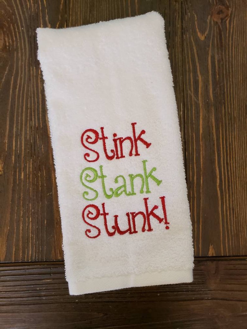 Stink Stank Stunk Embroidered Hand Towel Powder Room Etsy