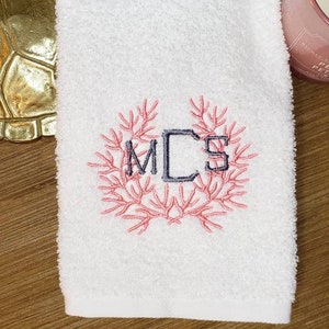 Monogrammed powder room towel, Embroidered hand Towel, Personalized Towel, Bath Towel, Housewarming Gift, Bridal shower, Hostess Gift image 1