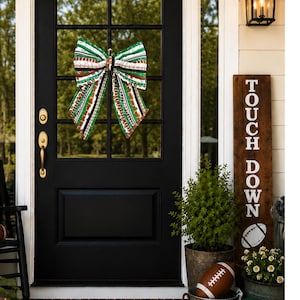 Jelly Roll Quilted Patchwork Bow, Door hanging, Wall hanging, Football Theme