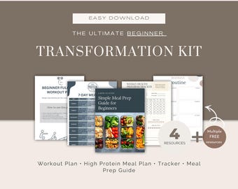 Plan forfaitaire de remise en forme PDF | Exercices du plan de remise en forme + plan de repas de 7 jours + suiveur d'activité + guide de préparation de repas | Ensemble amaigrissant riche en protéines