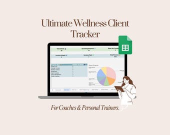 Outil professionnel de suivi des clients • Journal des progrès du coach santé et entraîneur personnel • Modèle Google Sheets • Gérer les objectifs du client + Paymenttracker