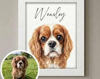 Custom Cavalier King Charles Spaniel Portrait Framed Vertical Poster | Personalized Name and Image Print