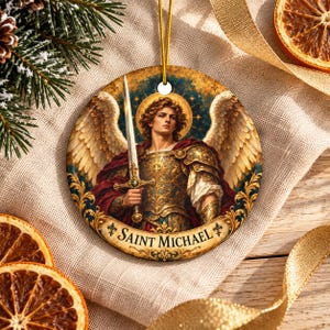 Adorno de San Miguel, Decoración navideña del Arcángel Miguel, Regalo católico, Recuerdo religioso cristiano, Regalo de protección
