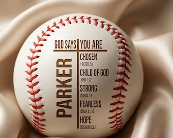 Personalized Scripture Baseball, Custom Christian Gift for Boy, Engraved Baptism Keepsake, Bible Verse Confirmation, Godson Present
