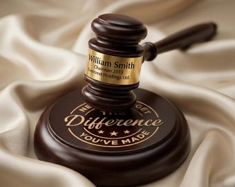 Personalized Wood Gavel Set, Custom Judge Gift, Engraved Sound Block, Retirement Keepsake, Lawyer Graduation, Executive Appreciation