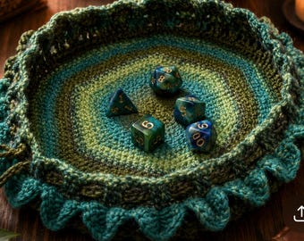 Dragon Scale Crochet Dice Tray / Bag Pattern (UK & US Terms) (PDF Download)