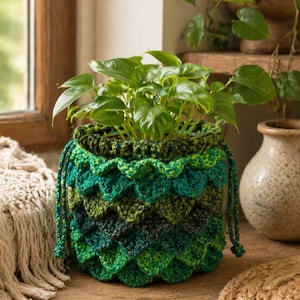 Crochet Plant Pot Cover Pattern Home Decor (UK & US Terms) (PDF Download)