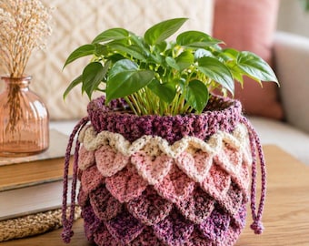 Crochet Plant Pot Cover Pattern (UK & US Terms) (PDF Download)