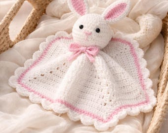 Crochet Bunny Snuggle Blanket Pattern PDF (Poppy) – Amigurumi Lovey Snuggle – Adorable Gift - UK Terms