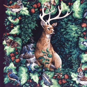 Deer & cottage pillow panels