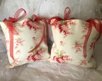 NEW Pair of Shabby Chic Mini Pillows, 9-1/2" sq.