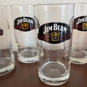 Four Jim Beam Glasses, 5-1/4” X 2-1/2” diameter appx.