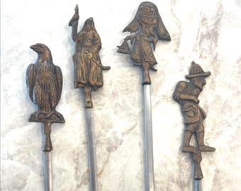 Vintage Brass Skewers (4) appx 3-1/2”