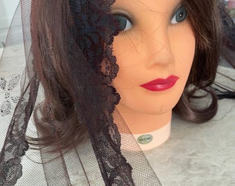 Sheer & Lace Head Scarf, 18” X 60”