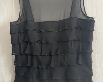 Lillie Rubin Black Crepe & beaded Blouse, Size 4