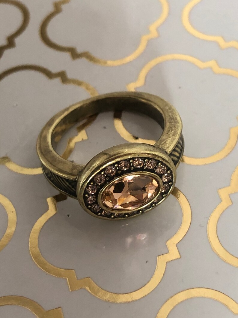 Brass Ring Faux Stones Size 7 Etsy