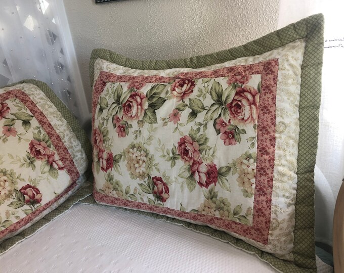 Vintage French Country Pillow Shams 2 Standard Sized Etsy