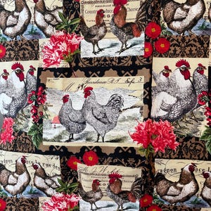 David Textiles Rooster fabric, 23” X 44”