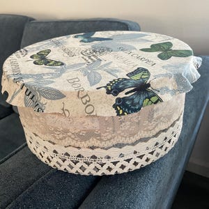 Decorated Hat Box, 12-1/2” diameter